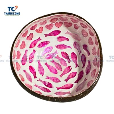 Fish Design Mosaic Inlay Coconut Shell Bowl (TCCB-24079)