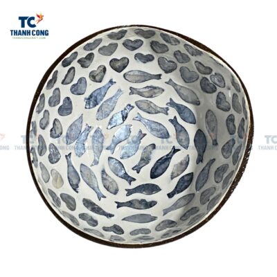Fish Design Mosaic Inlay Coconut Shell Bowl (TCCB-24079)