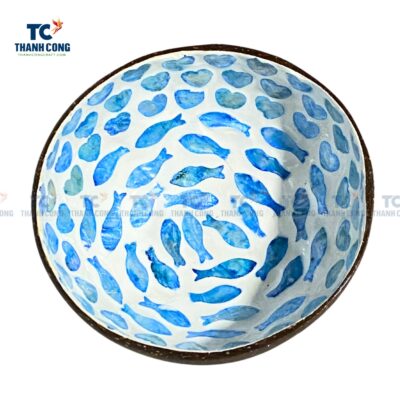 Fish Design Mosaic Inlay Coconut Shell Bowl (TCCB-24079)