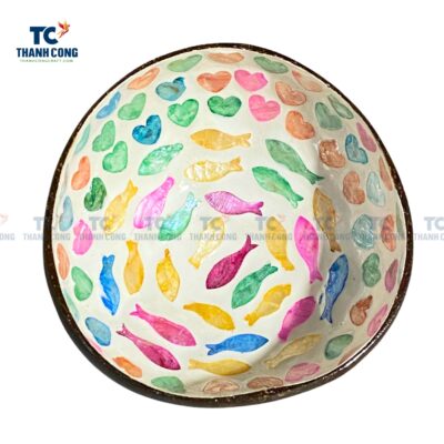 Fish Design Mosaic Inlay Coconut Shell Bowl (TCCB-24079)