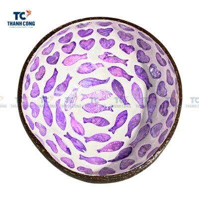 Fish Design Mosaic Inlay Coconut Shell Bowl (TCCB-24079)