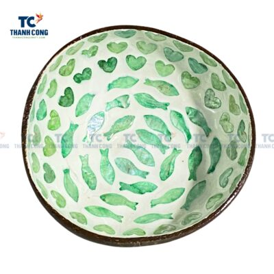 Fish Design Mosaic Inlay Coconut Shell Bowl (TCCB-24079)