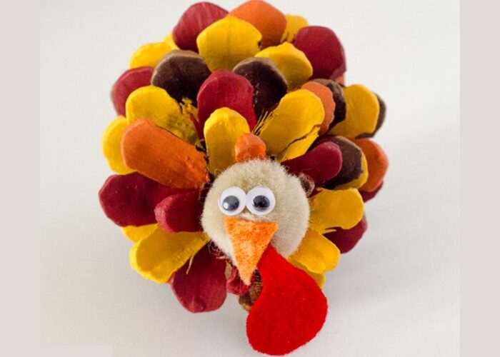 How To Make A Turkey With Pine Cones Crafts For Kids