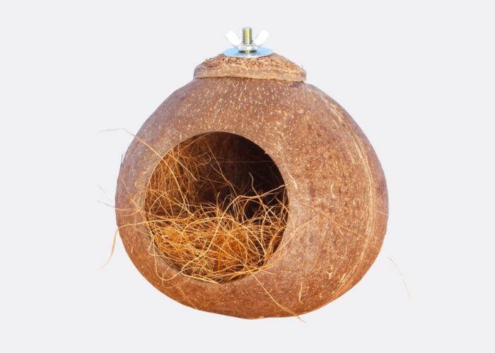 How to make a bird nest with coconut shells