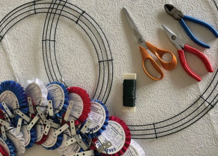 How to make a wreath out of horse show ribbons