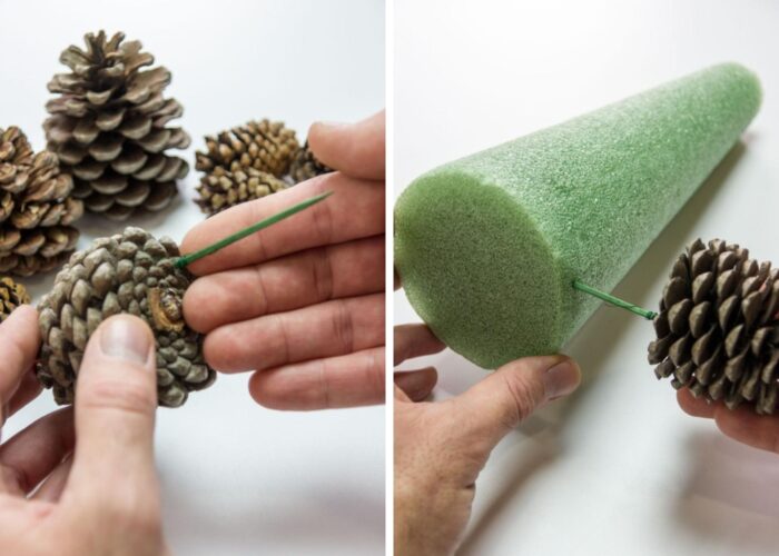 How to make pinecone Christmas tree decorations