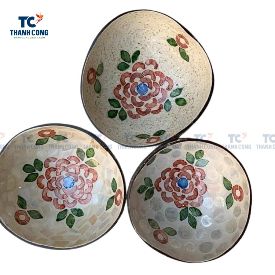 Mosaic Mother Of Pearl Lacquer Coconut Bowl (TCCB-24078)