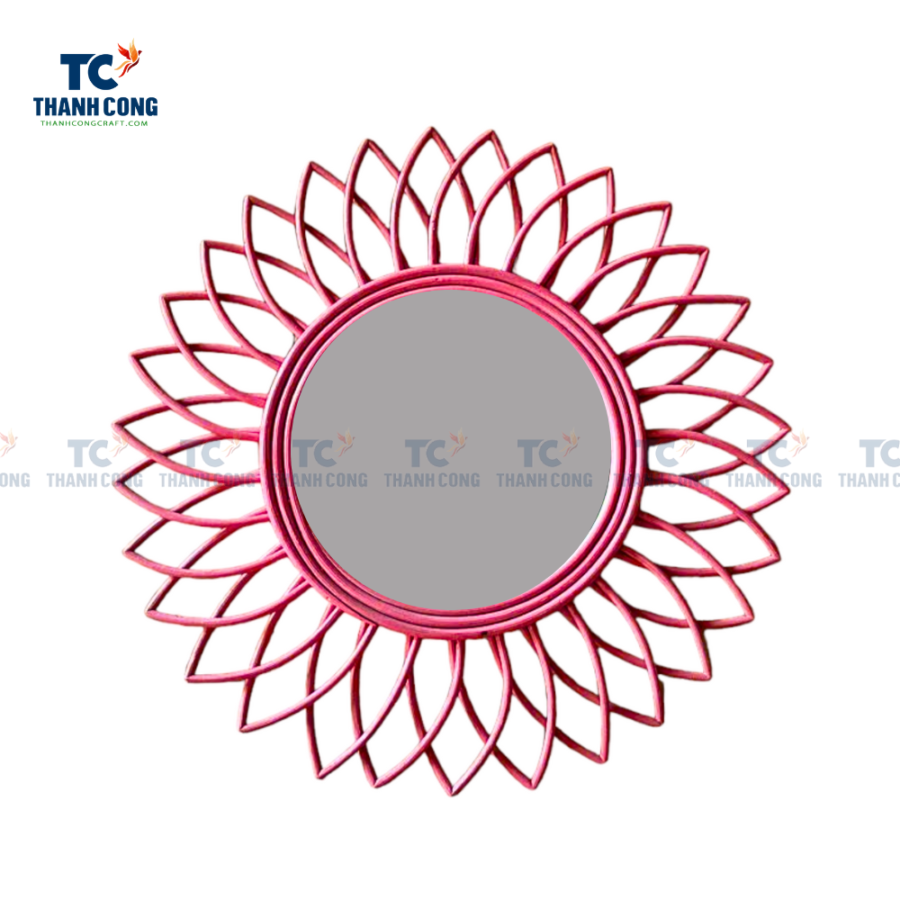 Rattan Flower Petal Mirror In Pink (TCHD-24309)