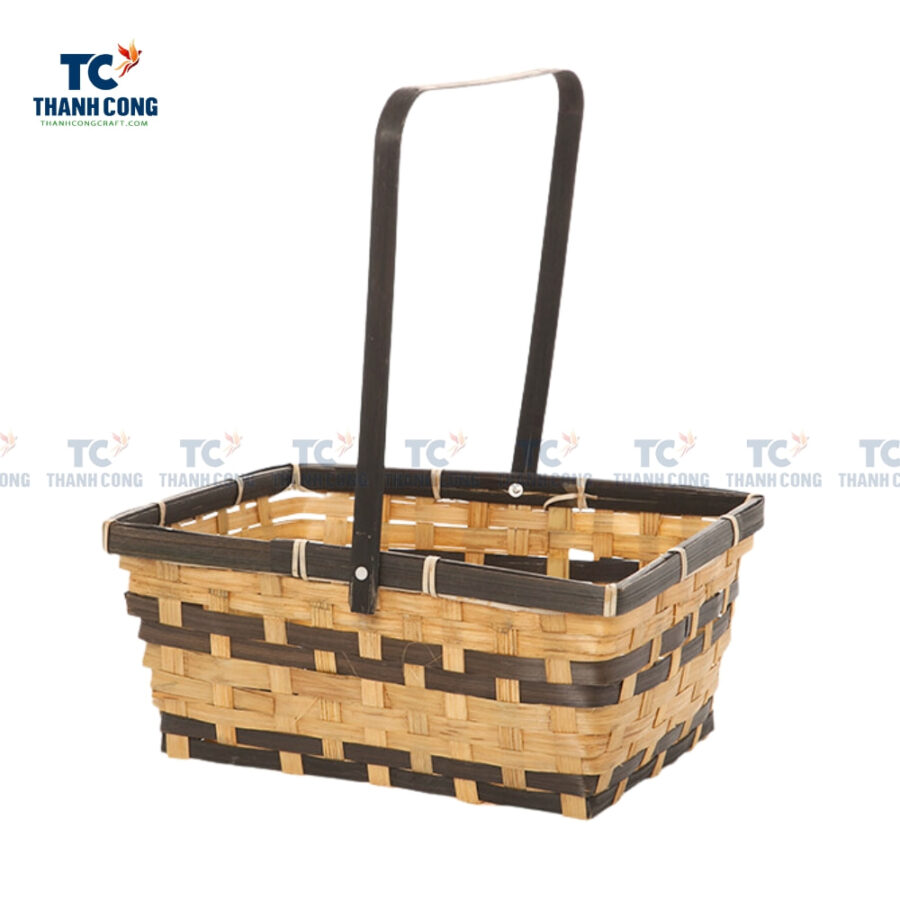 Rectangular Bamboo Handle Gift Basket