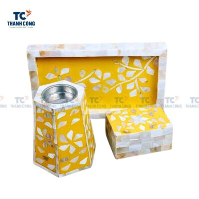 Yellow Mother Of Pearl Mabkhara Burner Set (TCPFA-24068)