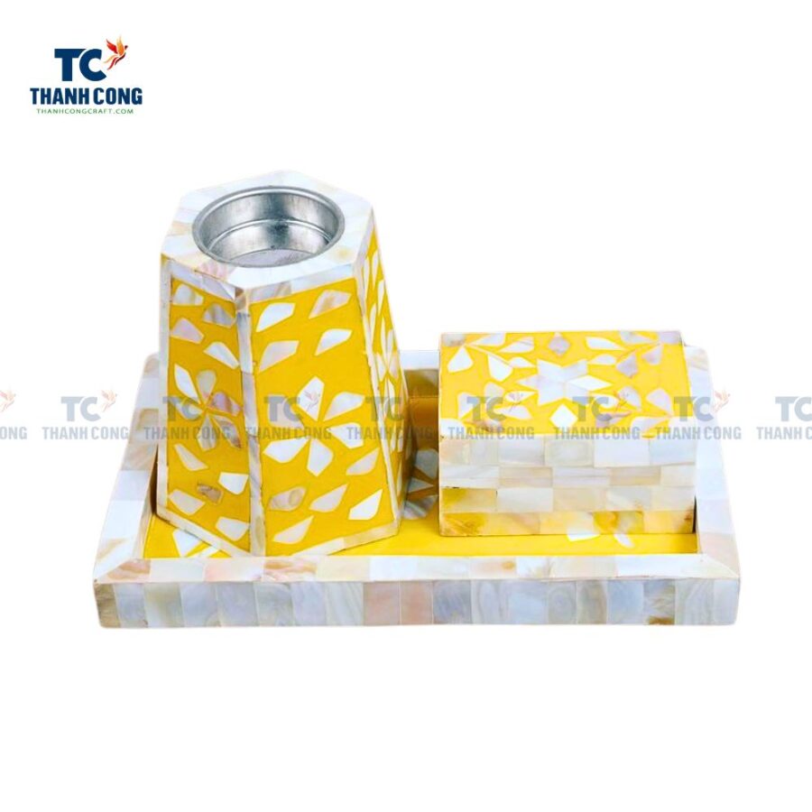 Yellow Mother Of Pearl Mabkhara Burner Set (TCPFA-24068)