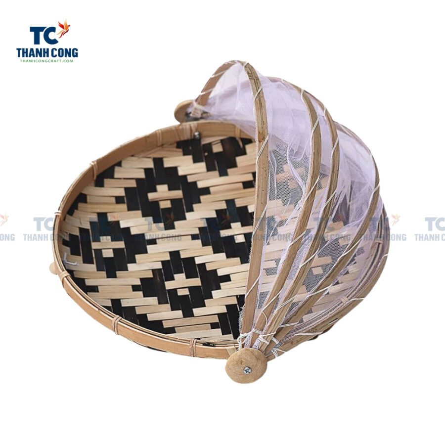 bamboo fruit basket with net cover