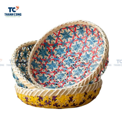 flower pattern bamboo basket