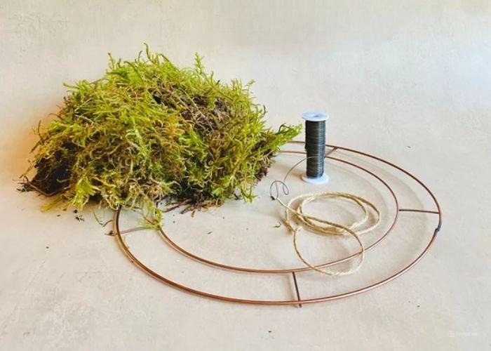 how to make a moss wreath, Prepare materials and tools for making