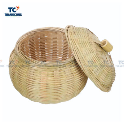 round bamboo basket with lid