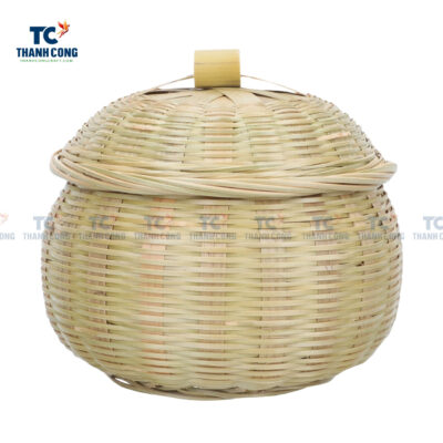 round bamboo basket with lid