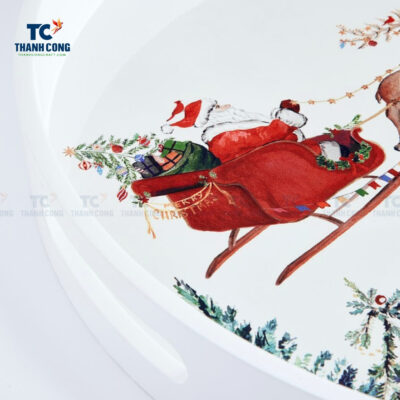 Christmas round lacquer serving tray, wholesale