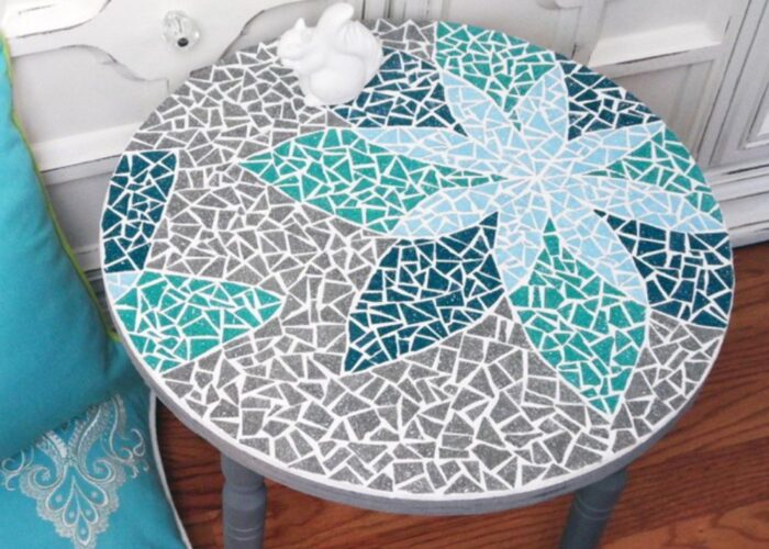How to make a mosaic table top with broken tiles