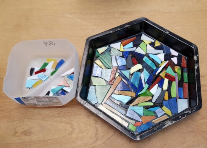 How to make a stained glass mosaic stepping stone