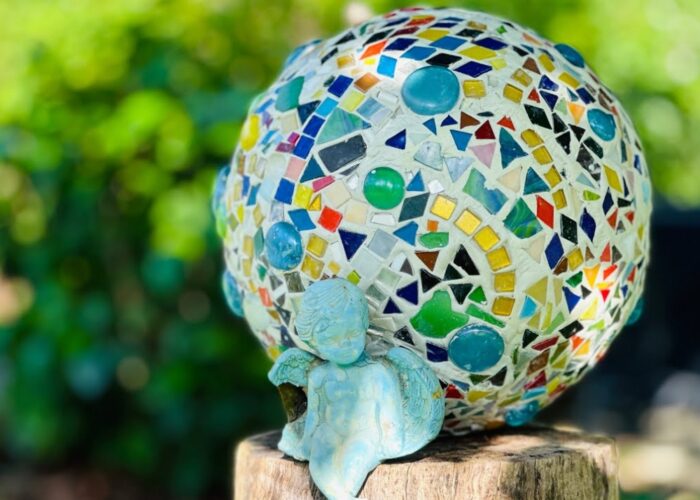 How to make mosaic garden gazing balls with bowling balls