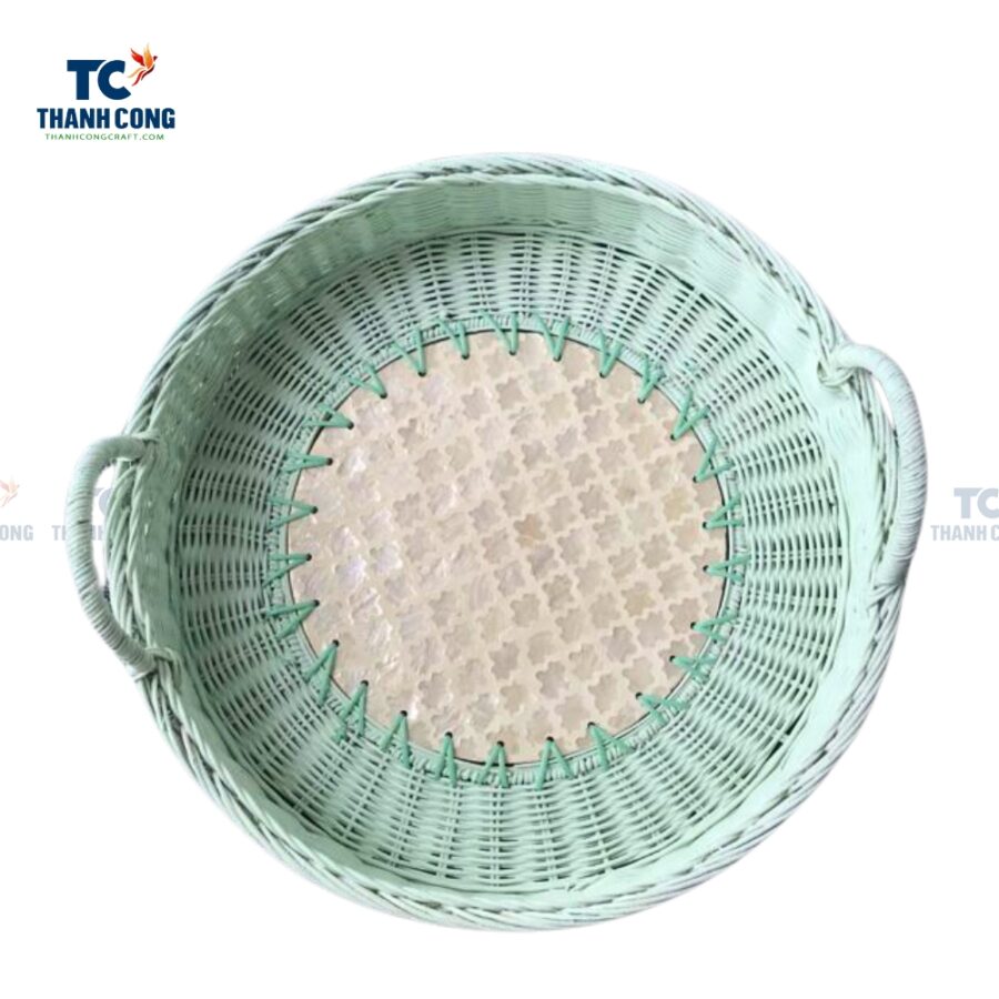 Mosaic Rattan Tray With Handle (TCKIT-24371)