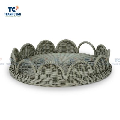 Scalloped Round Rattan Tray (TCKIT-24342)