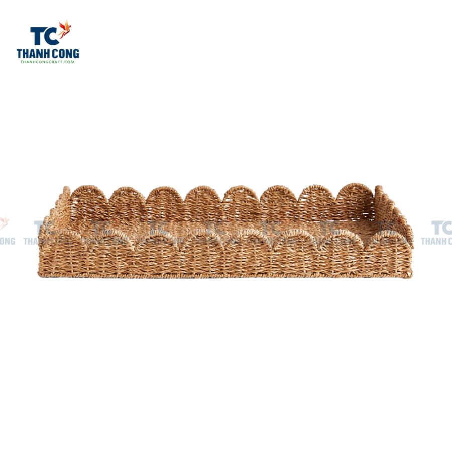 Scalloped Seagrass Woven Tray (TCKIT-24406)