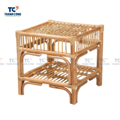 rattan cube side table with shelf, wholesale