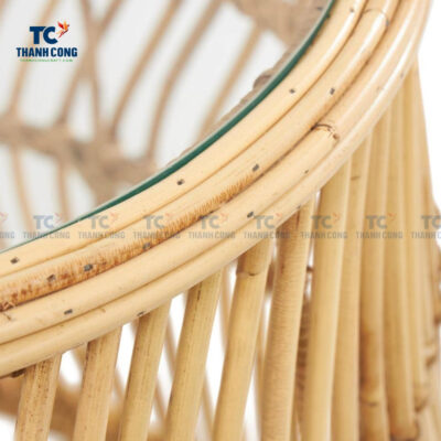 rattan glass top side table