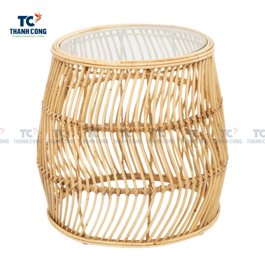 rattan glass top side table