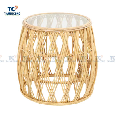 wicker side table with glass top, wholesale