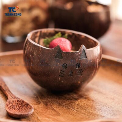 Coconut Shell Animal Bowl - Cat (TCCP-22024)