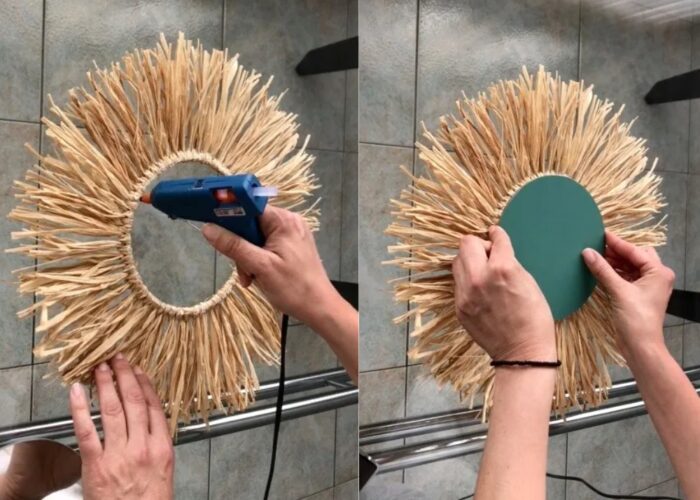 How to make a DIY raffia mirror easy
