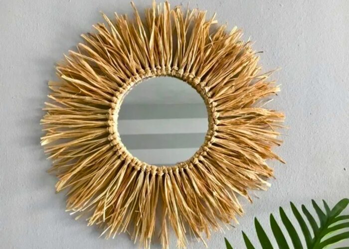 How to make a DIY raffia mirror easy