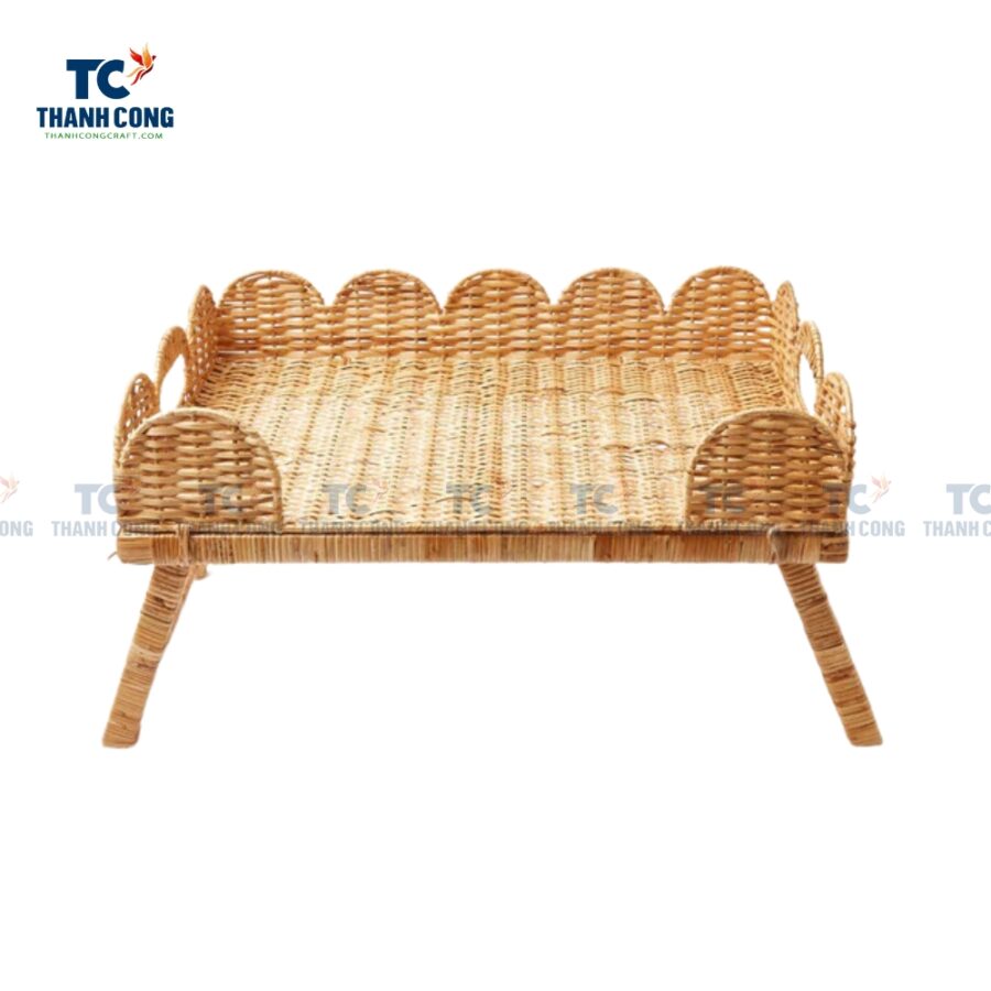 Natural Scalloped Rattan Breakfast Tray (TCKIT-24454)