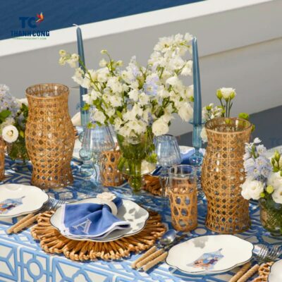 Rattan Hurricane Lantern (TCHD-24493)