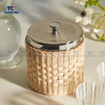 Rattan Ice Bucket With Lid (TCKIT-24439)
