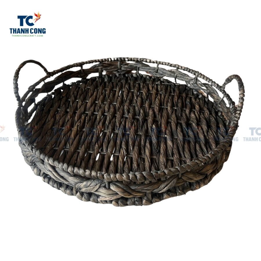 Round Black Water Hyacinth Tray (TCKIT-24418)