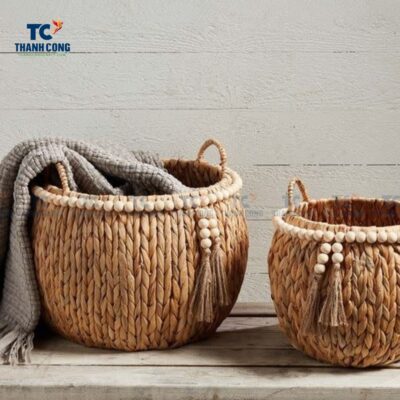 Water Hyacinth Bead Basket (TCSB-24227)