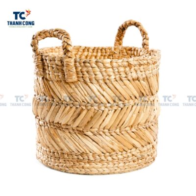 Water Hyacinth Fishbone Laundry Basket (TCSB-24225)