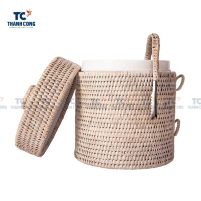 White Rattan Ice Bucket (TCKIT-24431)