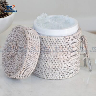 White Rattan Ice Bucket (TCKIT-24431)