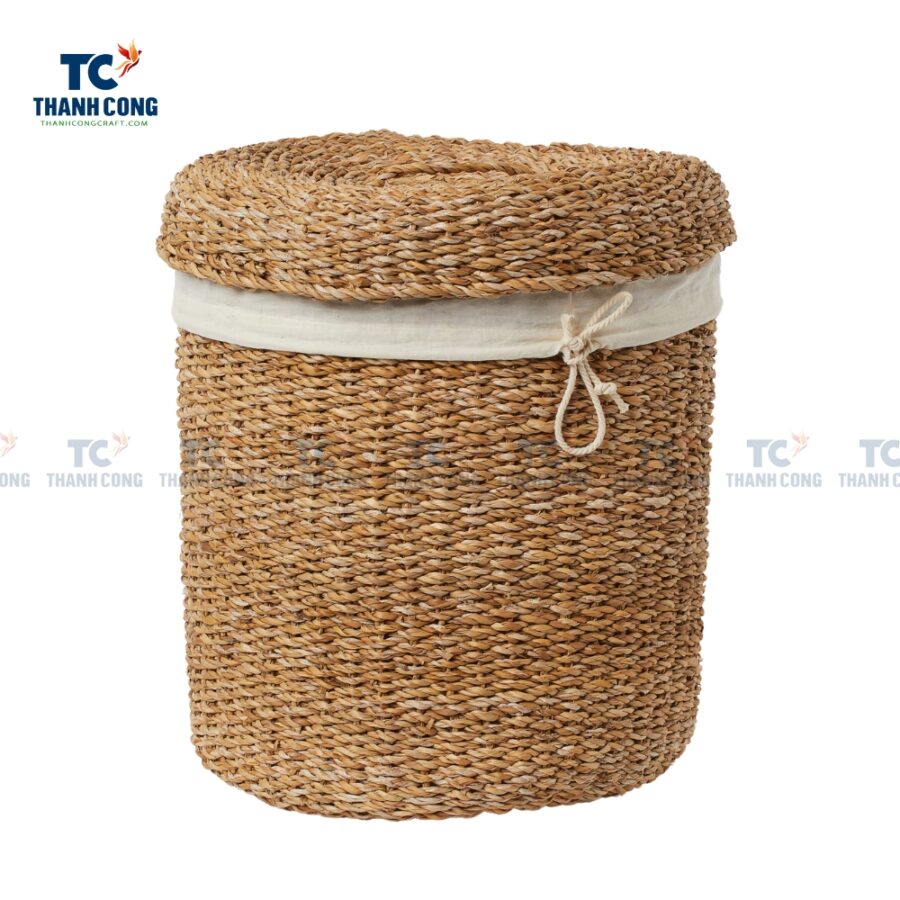 Woven Seagrass Basket With Lid (TCSB-24215)