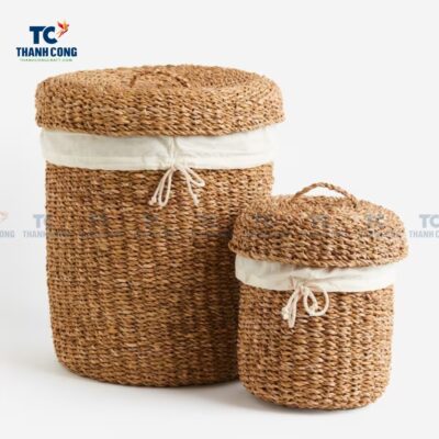 Woven Seagrass Basket With Lid (TCSB-24215)