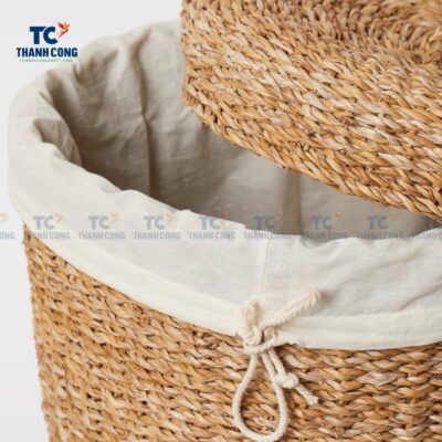Woven Seagrass Basket With Lid (TCSB-24215)