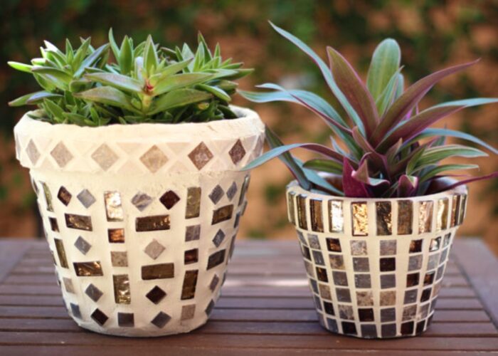 how to make a mosaic plant pot step by step