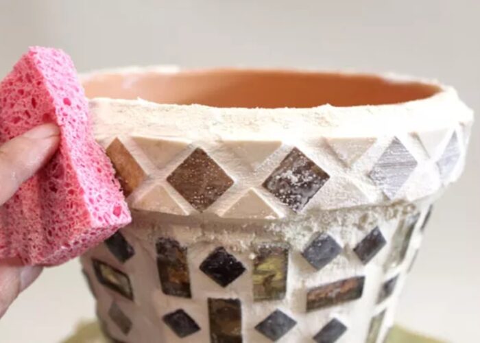 how to make a mosaic plant pot step by step