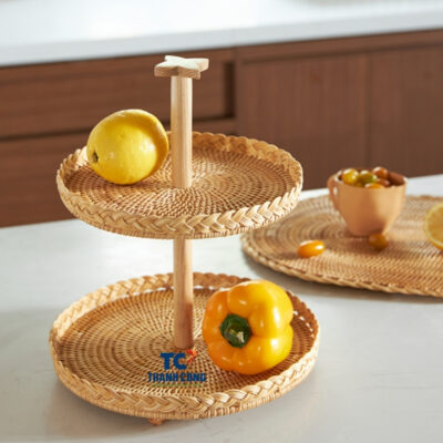 2-Tiered Rattan Cake Stand (TCRCS-8986)