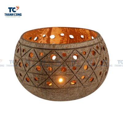 Coconut Shell Wood Candle Holder (TCCP-24048)