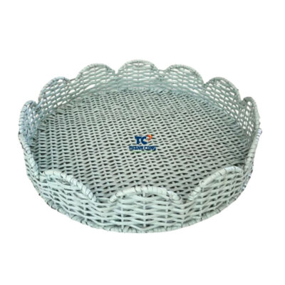 Green Scallop Rattan Tray (TCRTR-8999)